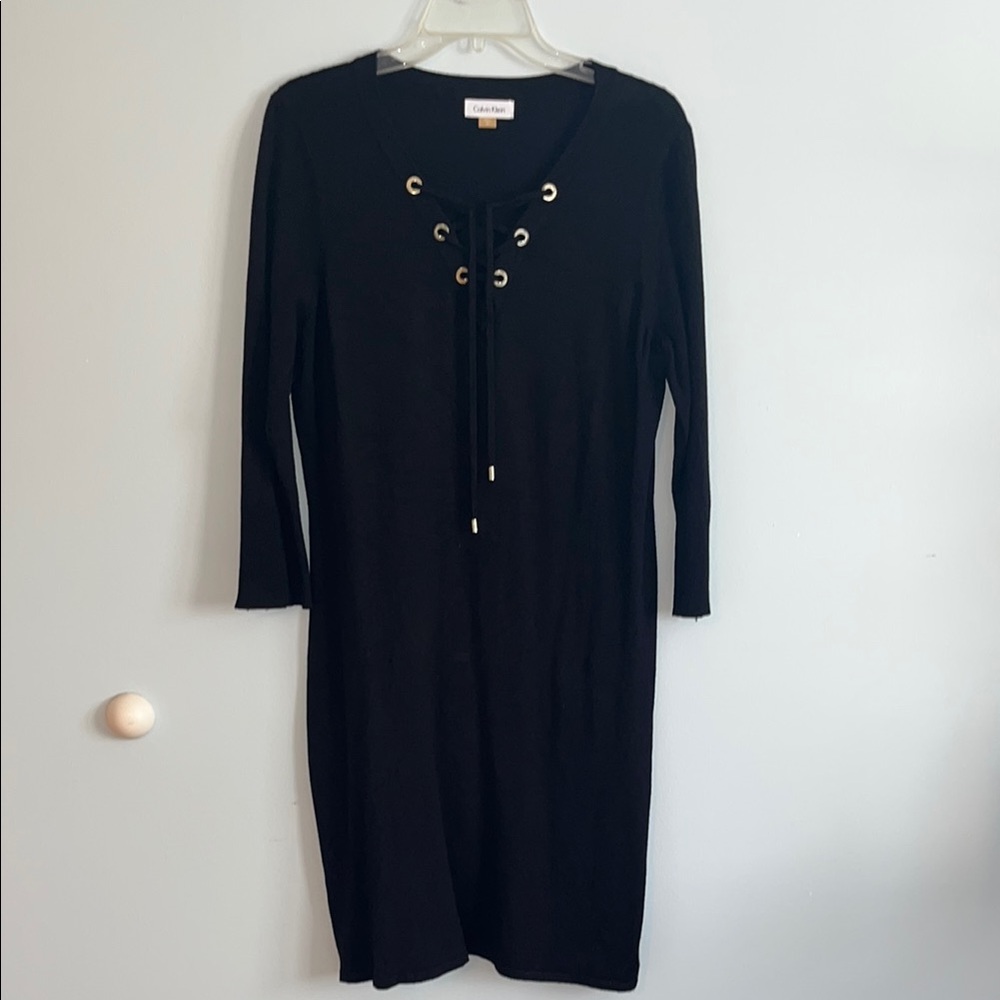 Calvin Klein Black Lace-Up Dress